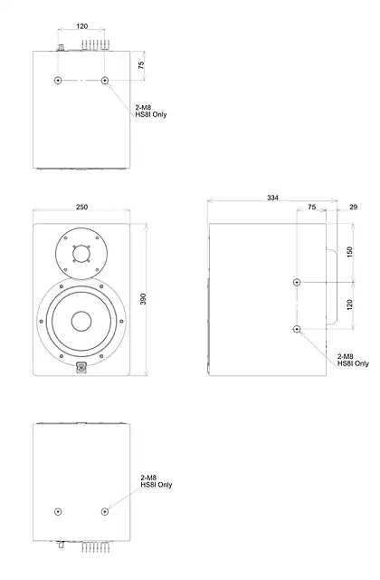yamaha雅马哈HS8I _ HS7I _ HS5I Dimensions